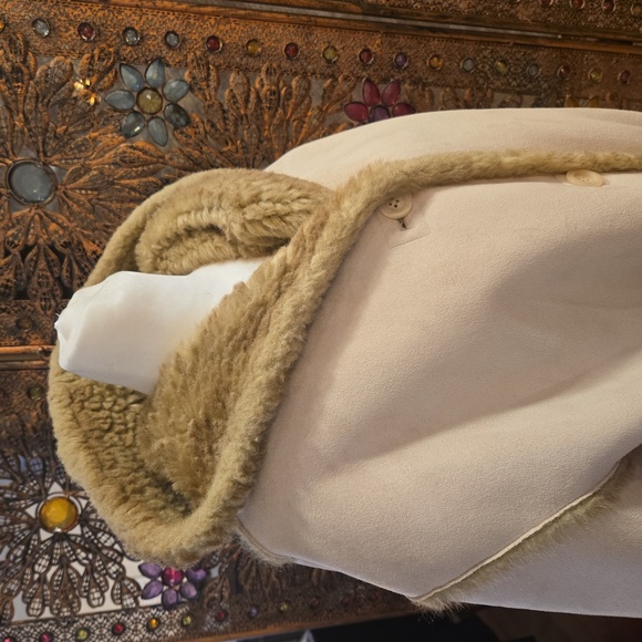 Faux Fur Shearling Hooded Coat Womens Size Large Brown Cream - Picture 3 of 15